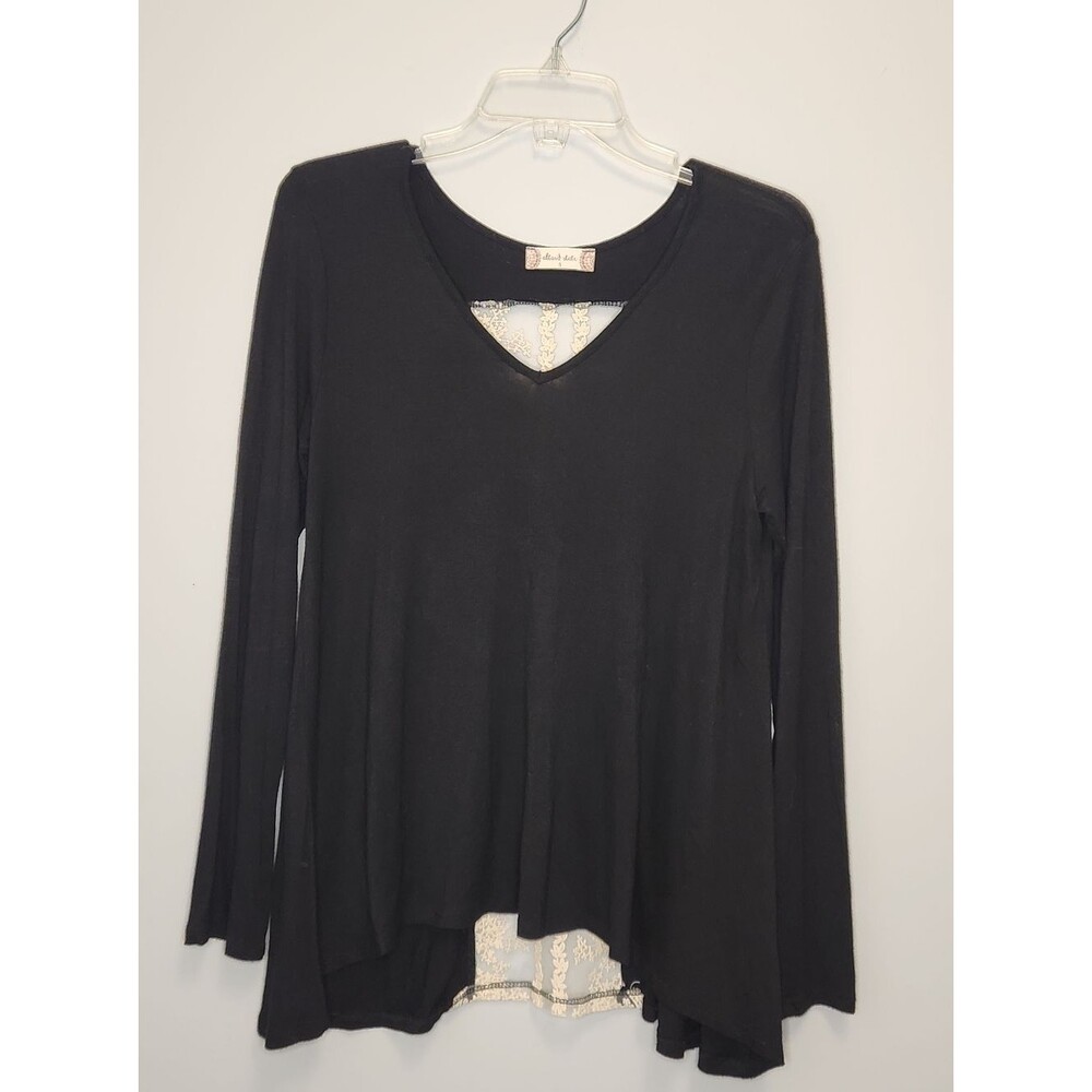 Altar'd State Black Long-Sleeve Lace-Back Top Size Small